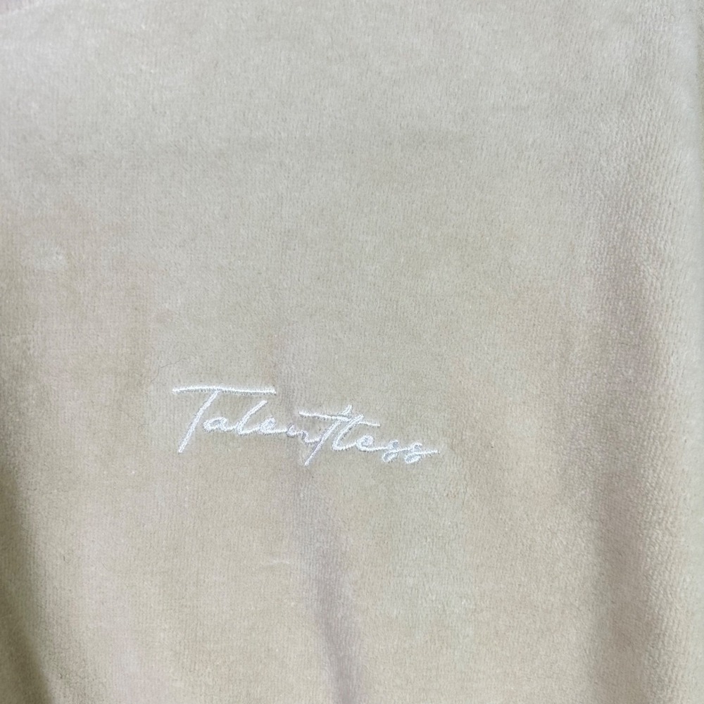 Talentless Hoodie Womens Small Cream Long Sleeve Hooded Crop Top Sweatshirt - Picture 3 of 9